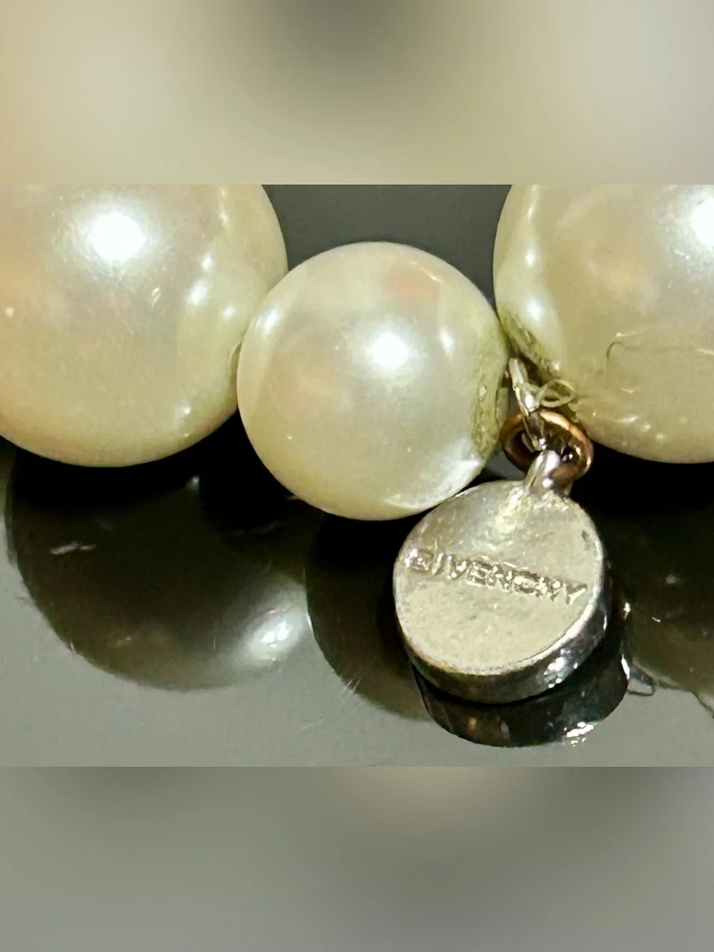 Vintage Givenchy White Pearl Stretch Bracelet  with Crystals